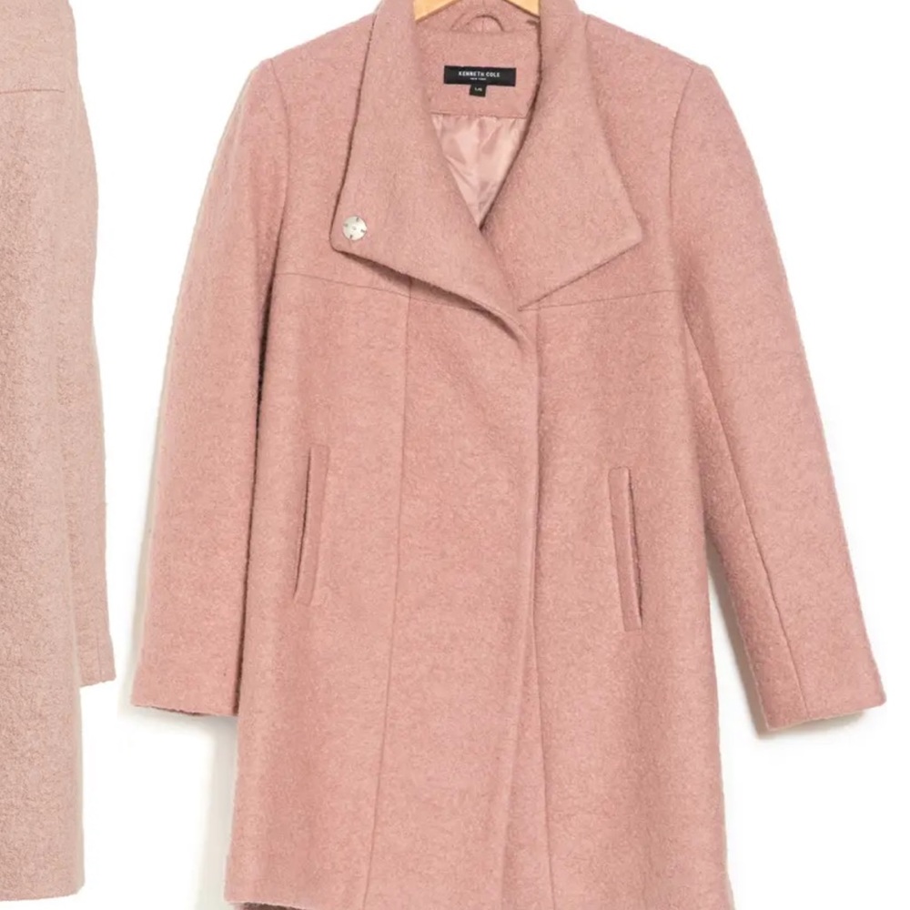 Kenneth Cole Asymmetrical Boucle Walker Knit Wool Jacket